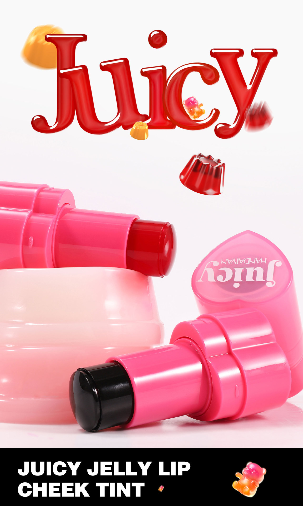 Cross-border Blush Stick: Moisturizing and long-lasting, jelly-like texture HANDAIYAN Matte 9-color heart-shaped Jelly Blush stick full figure