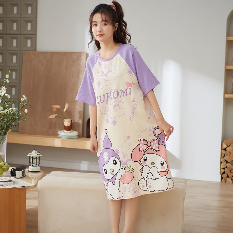 2024 pijama de verano delgado estudiante hermana gorda puede usar un tamaño grande dulce dibujos animados ropa para el hogar pijamas