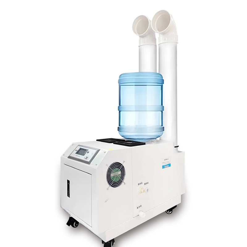 Humidificador industrial comercial de gran cantidad de niebla ultrasónica para taller de conservación de frutas y verduras con película adhesiva pulverización reductora de polvo máquina de atomización