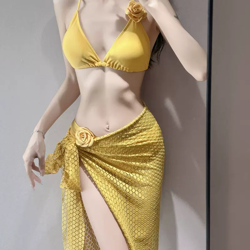 2025新款ins风高级感比基尼三件套分体款泡温泉度假女士泳衣批发