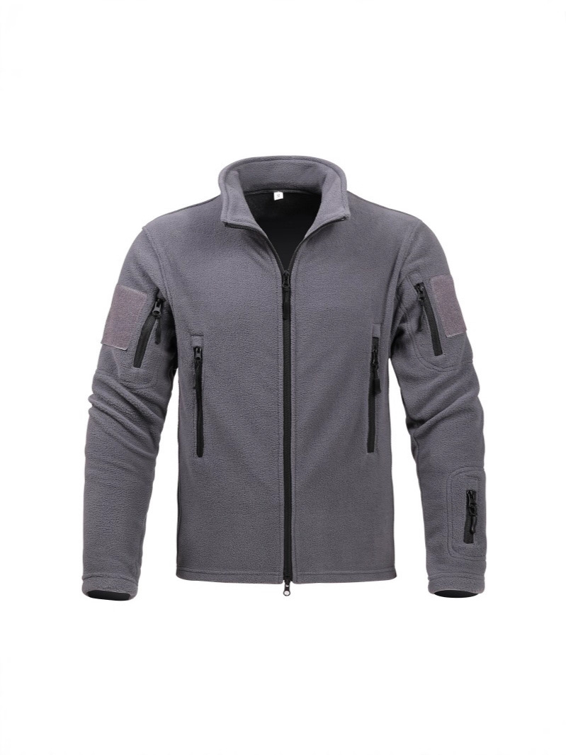 Táctica transfronteriza al aire libre de cuello vertical chaqueta de terciopelo para hombre calentamiento revestimiento antifrío chaqueta cardigán chaqueta exterior