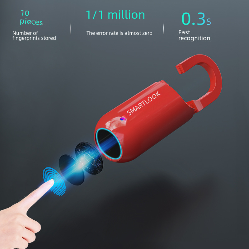 Cross Border Luggage Fingerprint Padlock Furniture Lock USB Charging Super Long Standby Password Box Backpack Lock Smart Lock