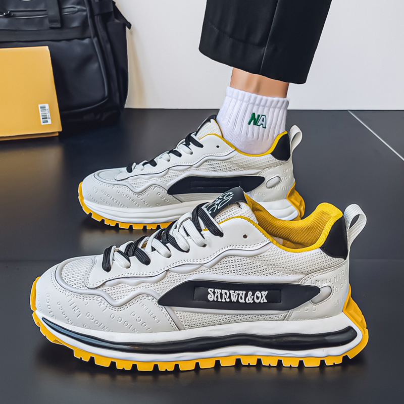 Forrest Gump Shoes European Station Four Seasons Zapatos deportivos casuales transpirables de malla Zapatos de fondo grueso de moda de todo fósforo para aumentar los zapatos de papá