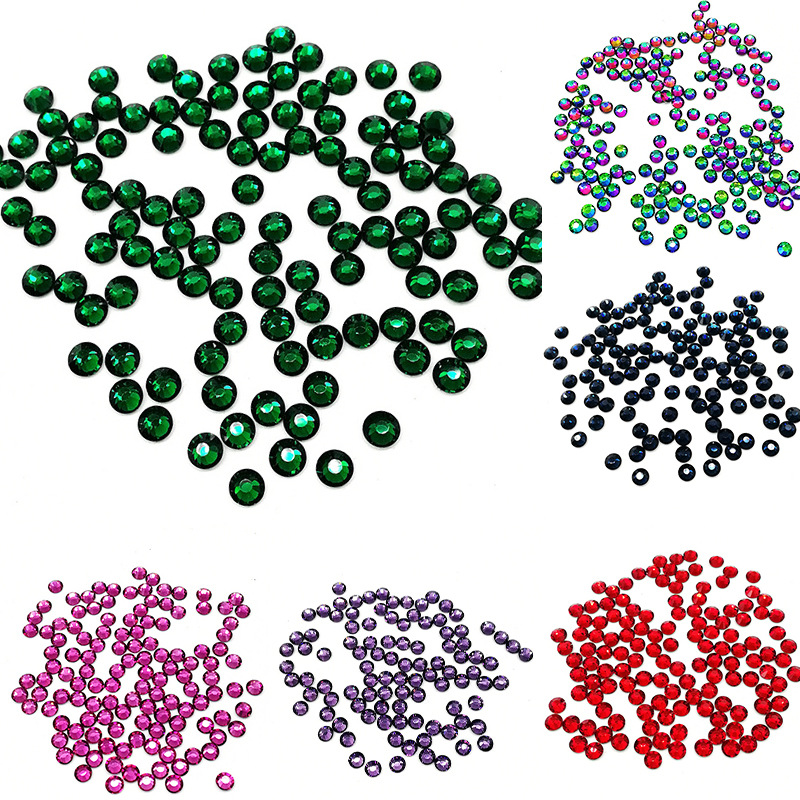 Color redondo taladro de fondo plano accesorios de ropa taladro de uñas accesorios taladro de vidrio DIY taladro de vidrio de color decoración manual