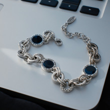 跨境爆款百搭珐琅滴釉黑白双面罗马圆盘手链小众太阳花纹精工手饰