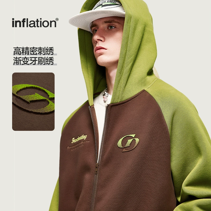 Мужская одежда Jie Zhan | Вышитая контрастная толстовка с капюшоном реглан 2025, мужская весенне-осенняя куртка, кардиган на молнии с вышивкой зубной щетки