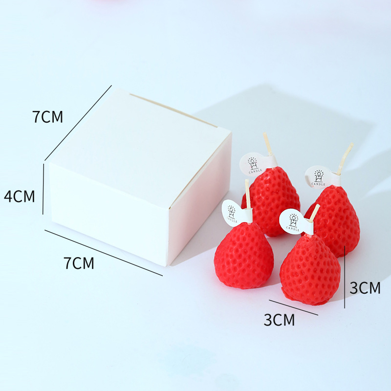 Fruta forma de fresa cera aromaterapia vela decoración al por mayor props lindo simulación creativa foto regalo cumpleaños