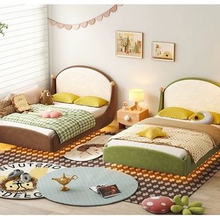 Creative Small Apartment Green Children's Magic Carpet Floating Girl's Bed Princess Bed Boy's Single Bed Solid Wood 1.5m Bed