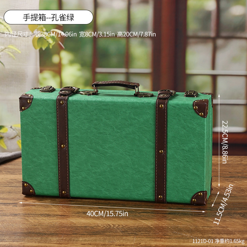 欧式皮革复古手提箱家居卧室收纳储物木箱子摄影道具橱窗展示箱|undefined