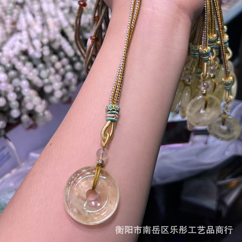 新しいシトリン安全バックルペンダントネックレスロープ女性の翡翠ペンダント小紅書ライブ供給クリスタルペンダント|undefined