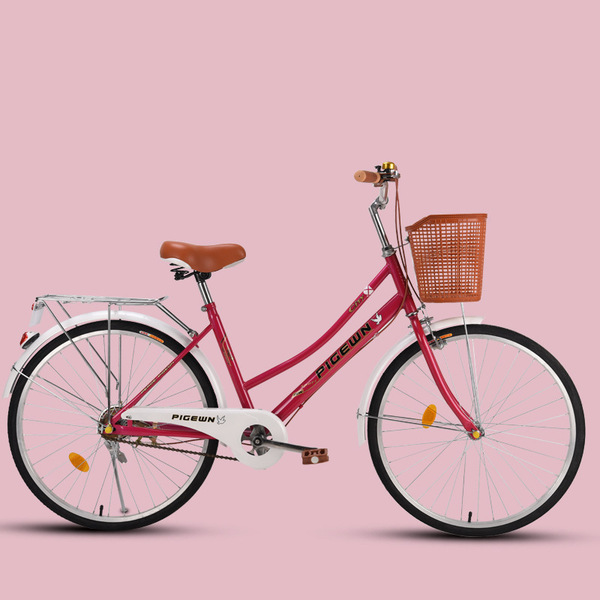 自行车女款成人单速通勤轻便单车24寸26寸跨境复古代步车脚踏车