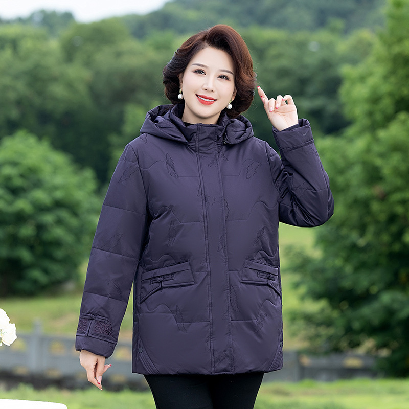 Plus size thickened cotton-padded jacket down jacket women's autumn and winter coat fat mom mid-length middle-aged and elderly Plus size thickened cotton-padded jacket down jacket women's autumn and winter coat fat mom mid-length middle-aged and elderly