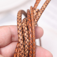 diy手工皮绳仿古咖编织圆形牛皮绳子3.0 4.0 5.0 6.0mm一米价包邮