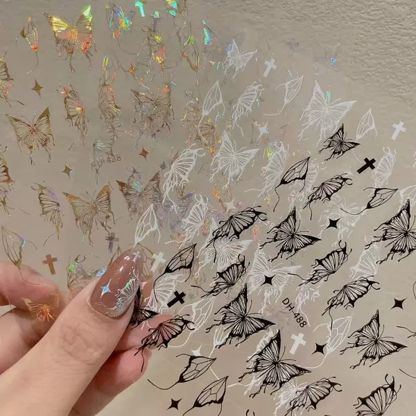 Nail art liquid hollow butterfly sticker laser aurora relief nail patch jewelry net red explosions wholesale
