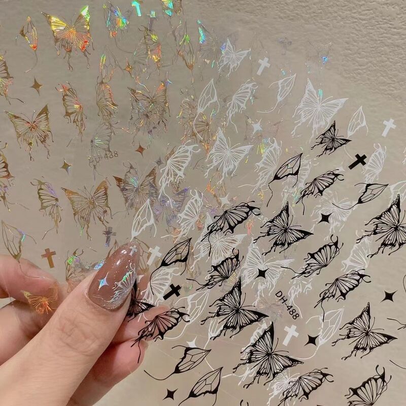 Nail art liquid hollow butterfly sticker laser aurora relief nail patch jewelry net red explosions wholesale Nail art liquid hollow butterfly sticker laser aurora relief nail patch jewelry net red explosions wholesale