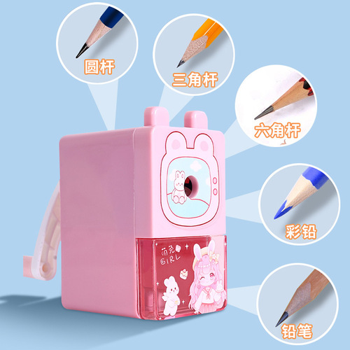 Student cartoon pencil sharpener hand-cranked automatic lead pencil sharpener labor-saving single hole pencil sharpener stationery prizes wholesale