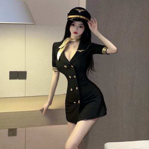 Sexy lingerie, sexy and handsome stewardess uniform, temptation game, role-playing couple sex products, policewoman adult costume