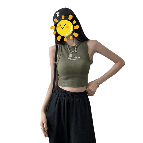 Korean style sweet girl sleeveless H-shaped inner with small camisole women's new style shoulder-cut short style chic top