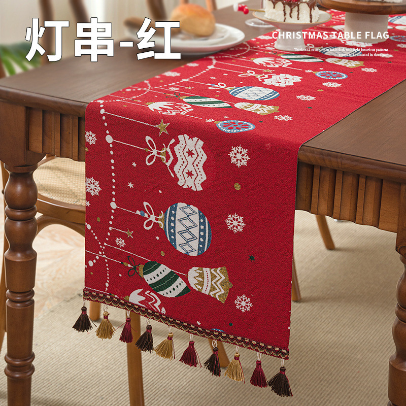 新しいクリスマススタイルテーブルフラグレッドライト高級西洋レストラン暖炉キャビネットロング布雰囲気テーブルフラグクロスボーダー配送|undefined