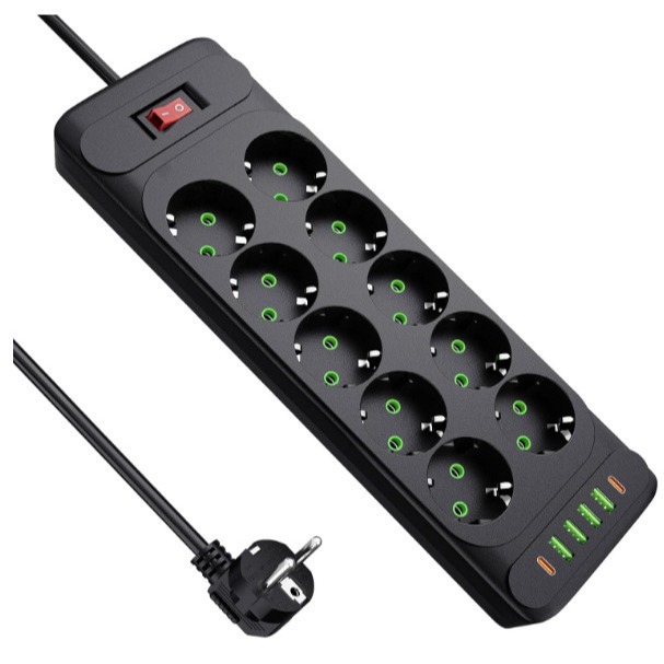 Steckdosenleiste enchufe estándar europeo Amazon con conector doméstico de agujero europeo USB10 suministro de placa de enchufe para el hogar