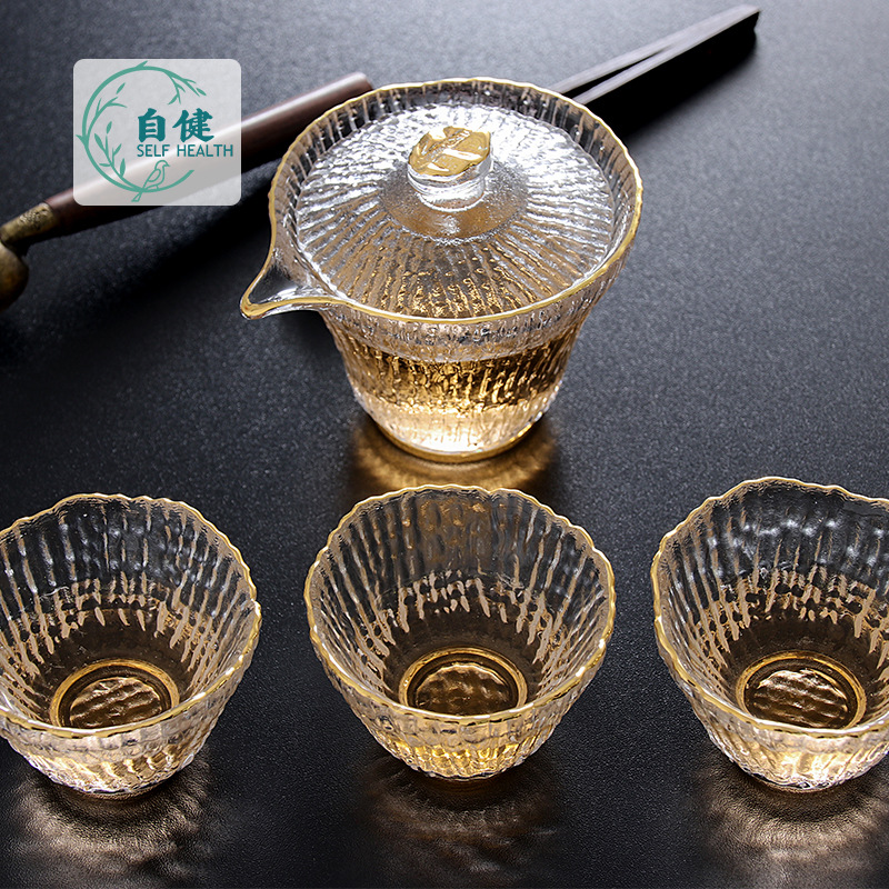 Chinese tea cup set with bamboo tea bowl and public cup for office tree bark 