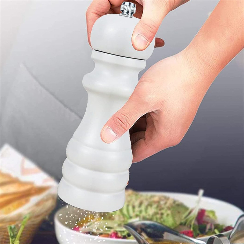 Molinillo de pimienta de madera blanco y negro molinillo de pimienta amoladora de núcleo de cerámica cocina condimento botella