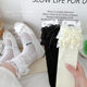 Lace Bow Socks Women's Spring and Summer Thin Lolita Medium Barrel White Ballet Style Mary Jane Stocking JK Stocking