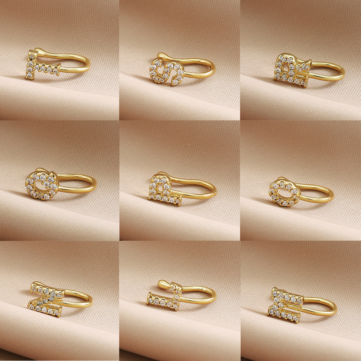 European Style U-shaped Diamond Letter Stud For Women_voghion.com