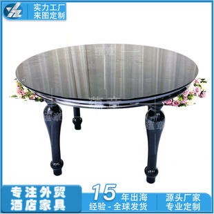 Factory Wholesale Stainless Steel Dining Table Hotel Wedding Black Round Table Home Restaurant Table Black Titanium Round Wedding Table