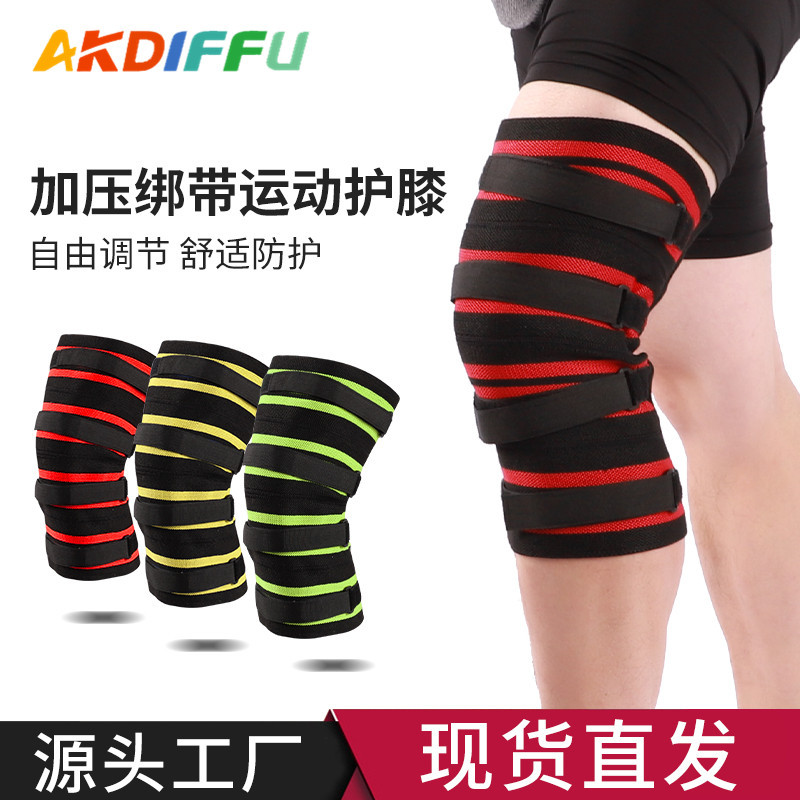 Levantamiento de pesas rótula de nylon color rayado vendaje sinuoso cuclillas rótula de compresión ajustable fabricante de rótula lote