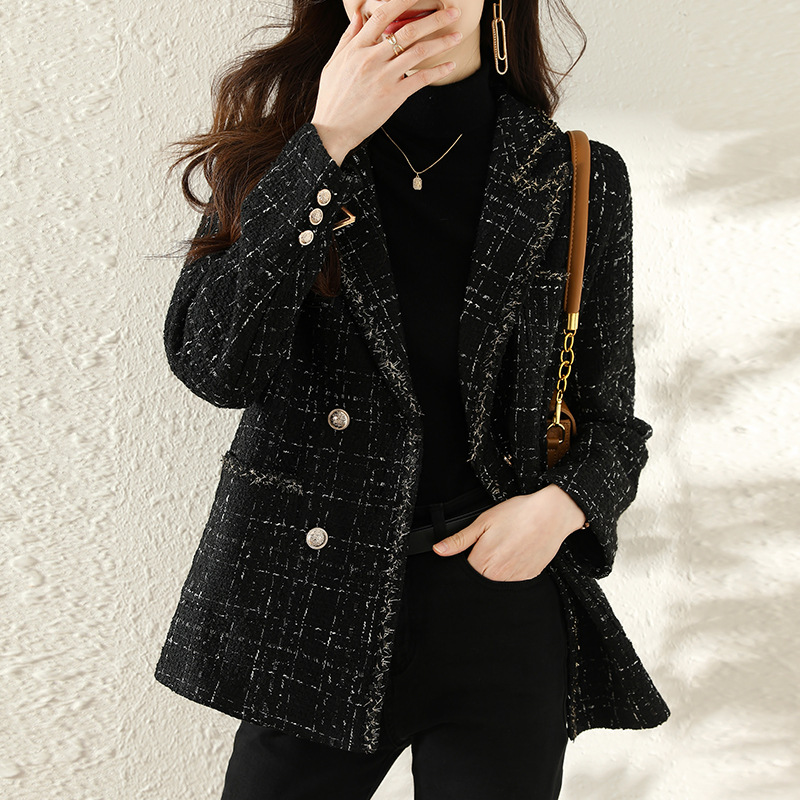Tweed Style Spring, Autumn and Winter Outwear, New Style for Women, Loose and Casual, Tweed Mid-Length Suit for Mothers