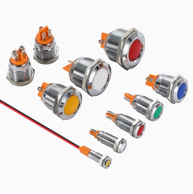 一佳金属信号灯12V24V220V电源防水指示灯6/8/12/16/19/22/25mm