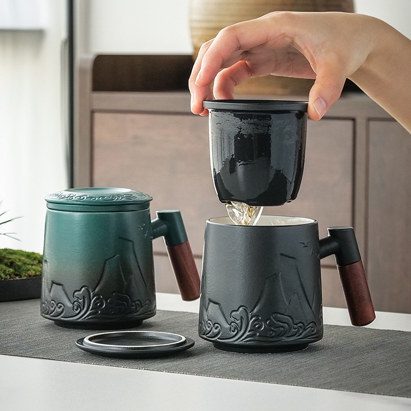 茶水分离泡茶杯子男女个人专用陶瓷办公室茶道杯过滤茶漏马克水杯|undefined