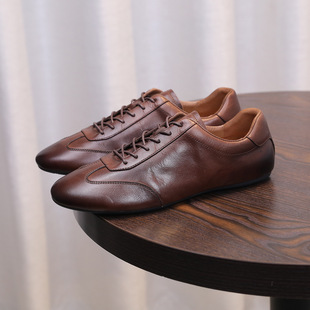 Business Casual Leather Shoes Men's Genuine Leather British All-match Sports All-leather Jogging Shoes Men's Travel Shoes Summer Breathable