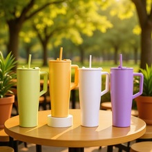 店长推荐40腰型手柄杯304不锈钢双层保温杯水杯车载便携冰霸杯