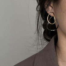 耳钉女925银针撞色椭圆高级感耳环ins韩版新款个性简约耳坠耳饰品