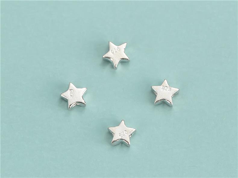 S925 Sterling Silver Plain Silver Bead Accessories Mini Star Beads DIY Beaded Rope Bracelet Jewelry Material Bag