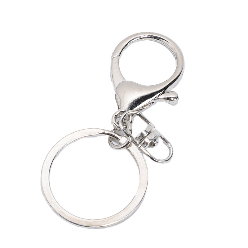 Aleación de zinc gancho de langosta más anillo plano llavero muñeca accesorios colgante mochila colgante hardware gancho