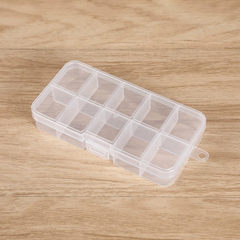 Маленький Размер 10-сетка фиксированное отделение пластиковая коробка с крышкой прозрачная маникюрная фурнитура для хранения и отделки коробки Иу