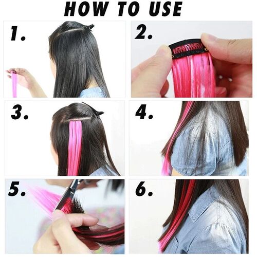 New wig piece colorful three-color gradient straight hair extensions seamless high-temperature wire one-piece straight hair