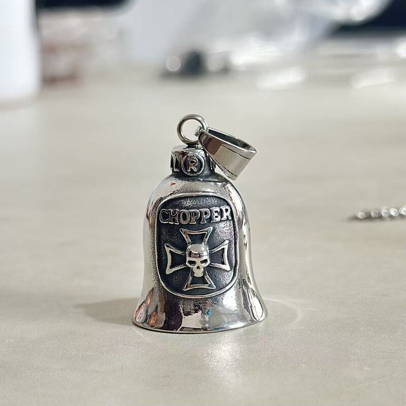 European and American New Retro Viking Punk Motorcycle Pendant Keychain Cross Shepherd Cycling Bell Necklace