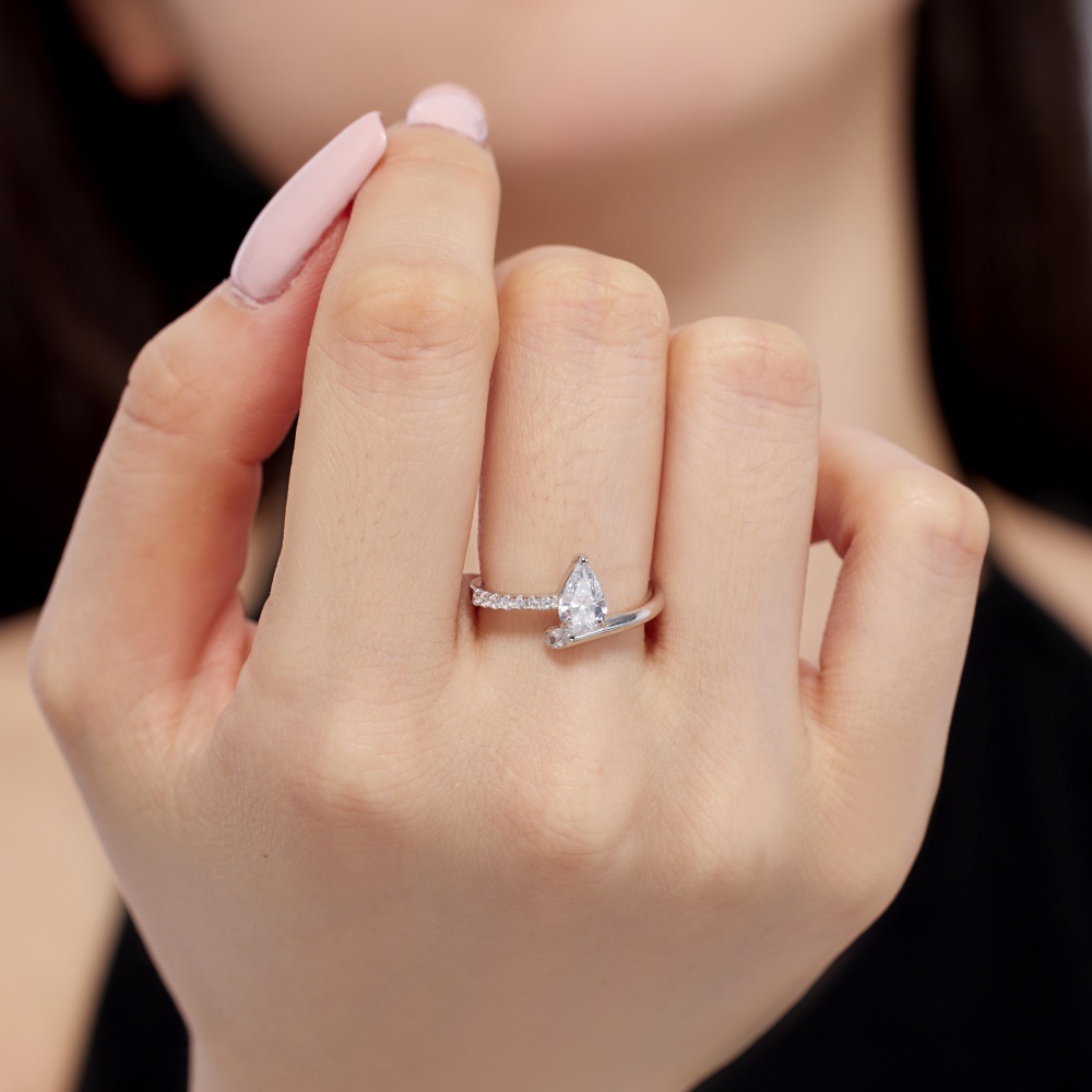 7g Weight Zircon Inlay Material Open Rings, Rings Classification 5, 9, Adjustable Ring Size 1 Piece Quantity Holiday, Daily Occasion 925 Sterling Silver Material Heart Shape Pattern Women's Gender Plating, Inlay Design Basic, Simple Style, Classic Style Style 925 Sterling Silver Zircon Heart Shape Open Rings Rings 40