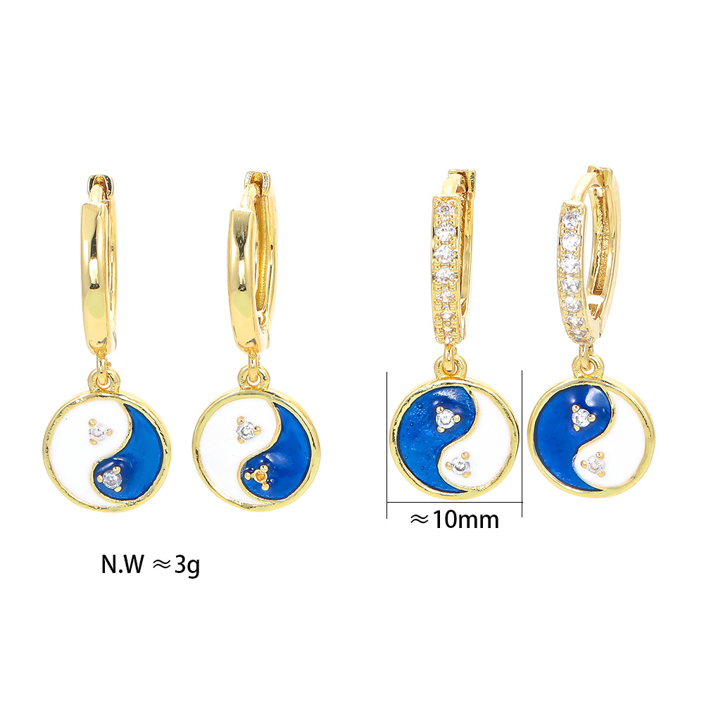 Geometric Pattern Unisex Gender Simple Style Tai Chi Oil Drip Enamel Earrings
