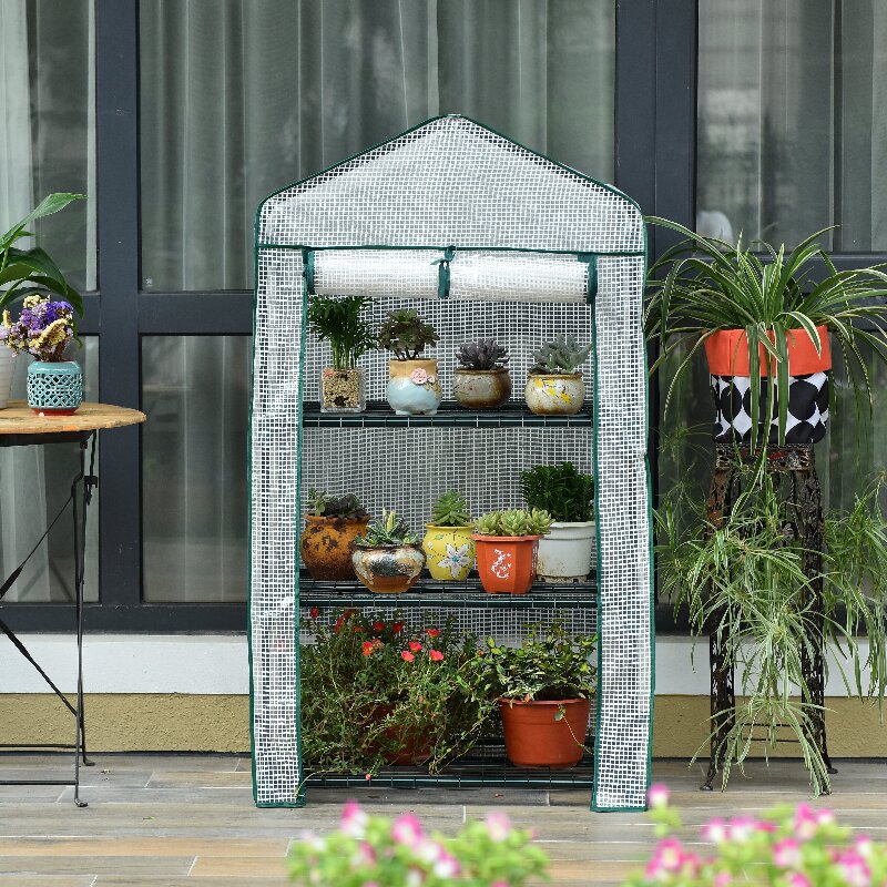 3-Tier Garden Greenhouse Mini 3-Layer Succulent Planting White PE Flower House Rainproof Rack_voghion.com