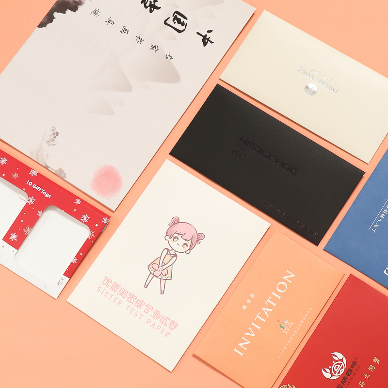 Orden de sobres Papel de perla china de estilo occidental Papel adhesivo doble Papel de sulfato de papel Kraft Ventana de impresión dorado sobre de logotipo