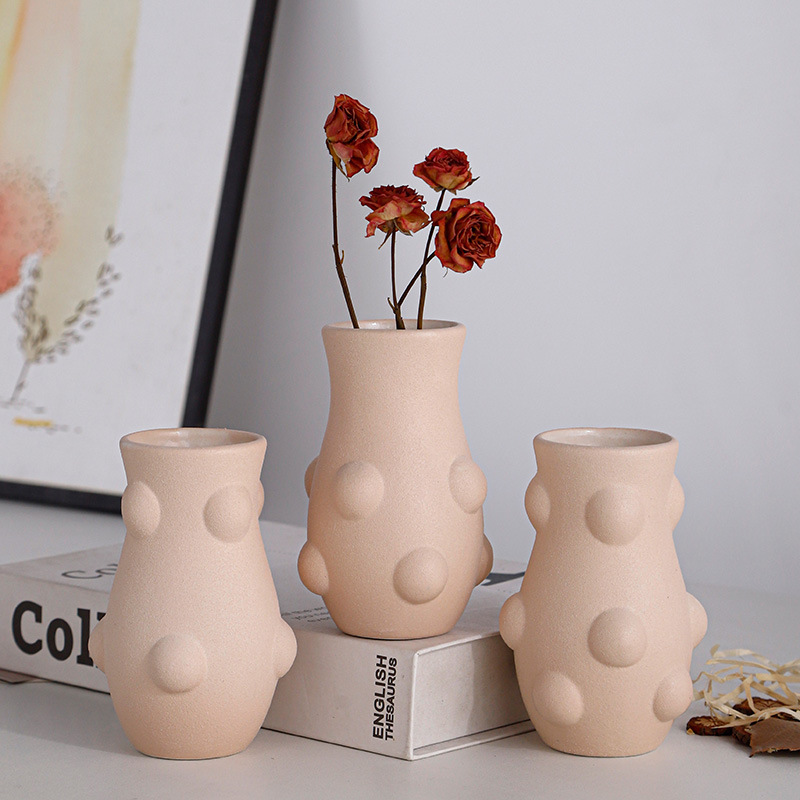 Nórdico creativo simple flor seca adornos de escritorio pequeños vasos de flores en el viento sala de estar gabinete de televisión decoración de cerámica de arena para el hogar