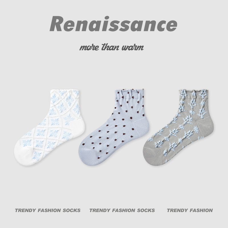 Renaissanceオリジナルの女性靴下夏の色合わせレリーフソックス