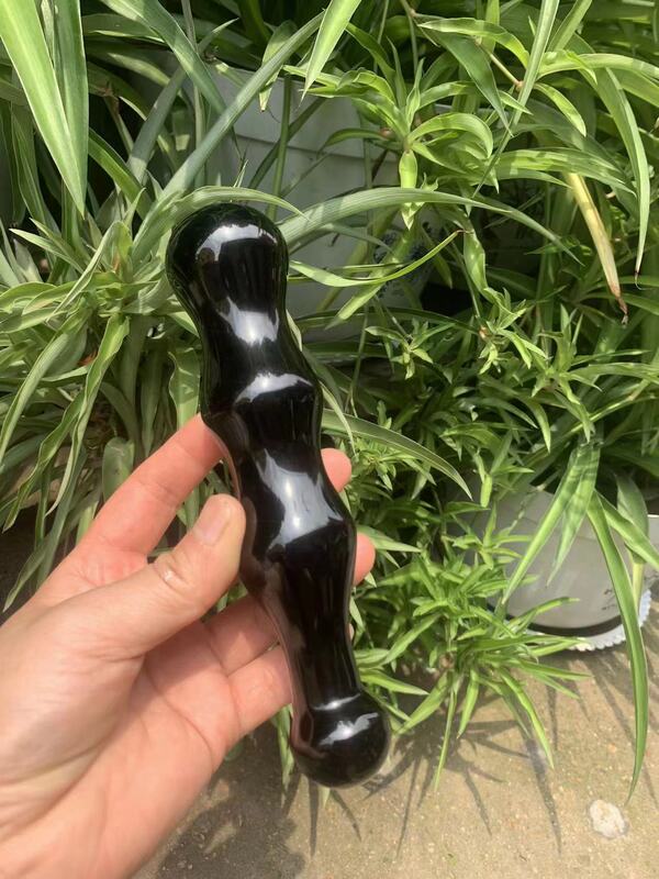 天然水晶黑曜石水晶按摩棒 图 1