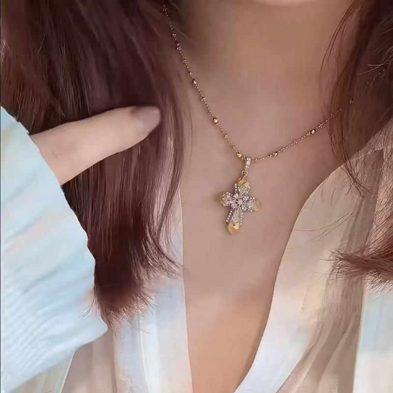 纯银S925拉丝工艺十字架仙女链项链vintager中古轻奢高级小众设计|undefined