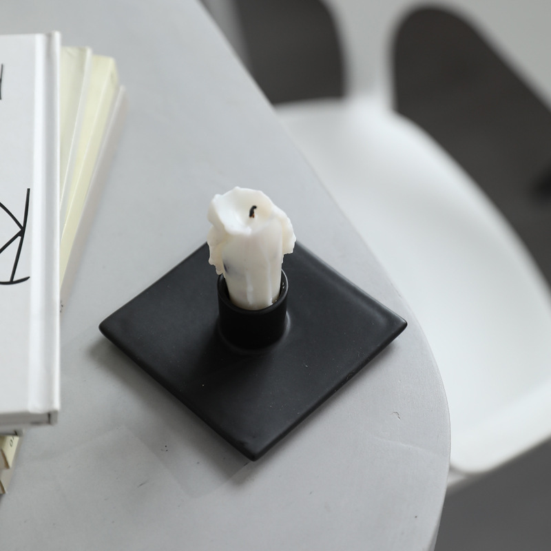 Candelero de cerámica cuadrado simple, soporte para velas, decoración suave, decoración del hogar, decoración del hotel, decoración de la sala de estar